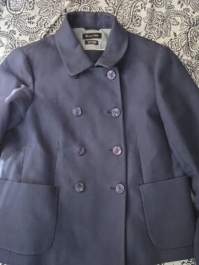 Massimo Dutti Navy Double-Breasted Pea Coat